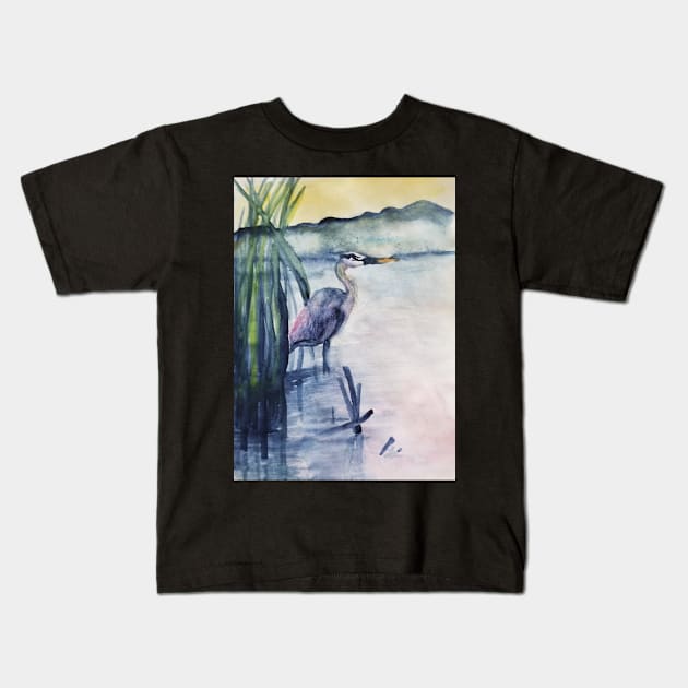 Blue heron Kids T-Shirt by teenamarie23art